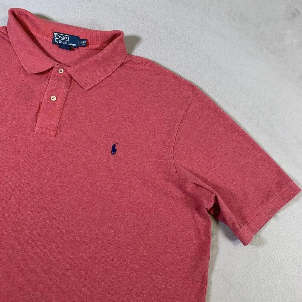 Polo Ralph Lauren Shirt Mens Size 4XLT Pink Blue Pony Logo Big‎ Sizes Polo Adult